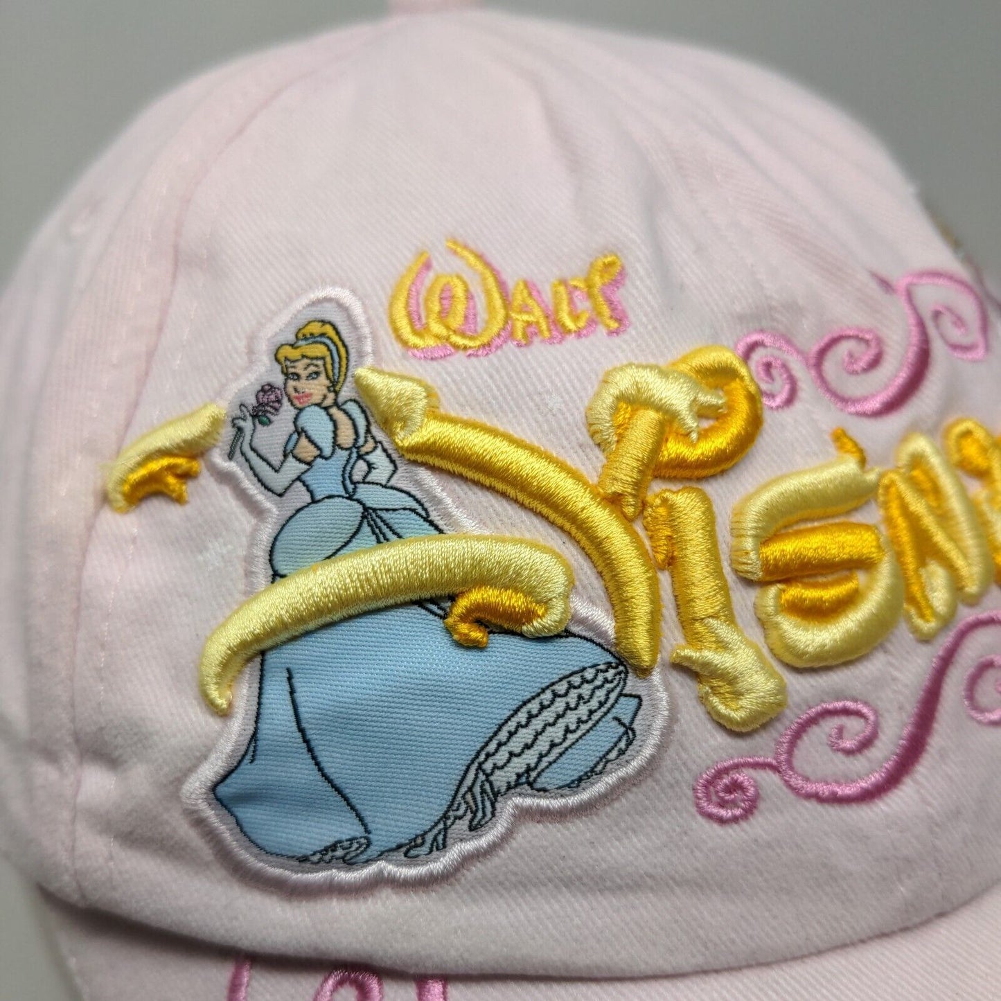 Walt Disney World Girl's Strapback Hat Pink Youth Embroidered Cinderella Aurora