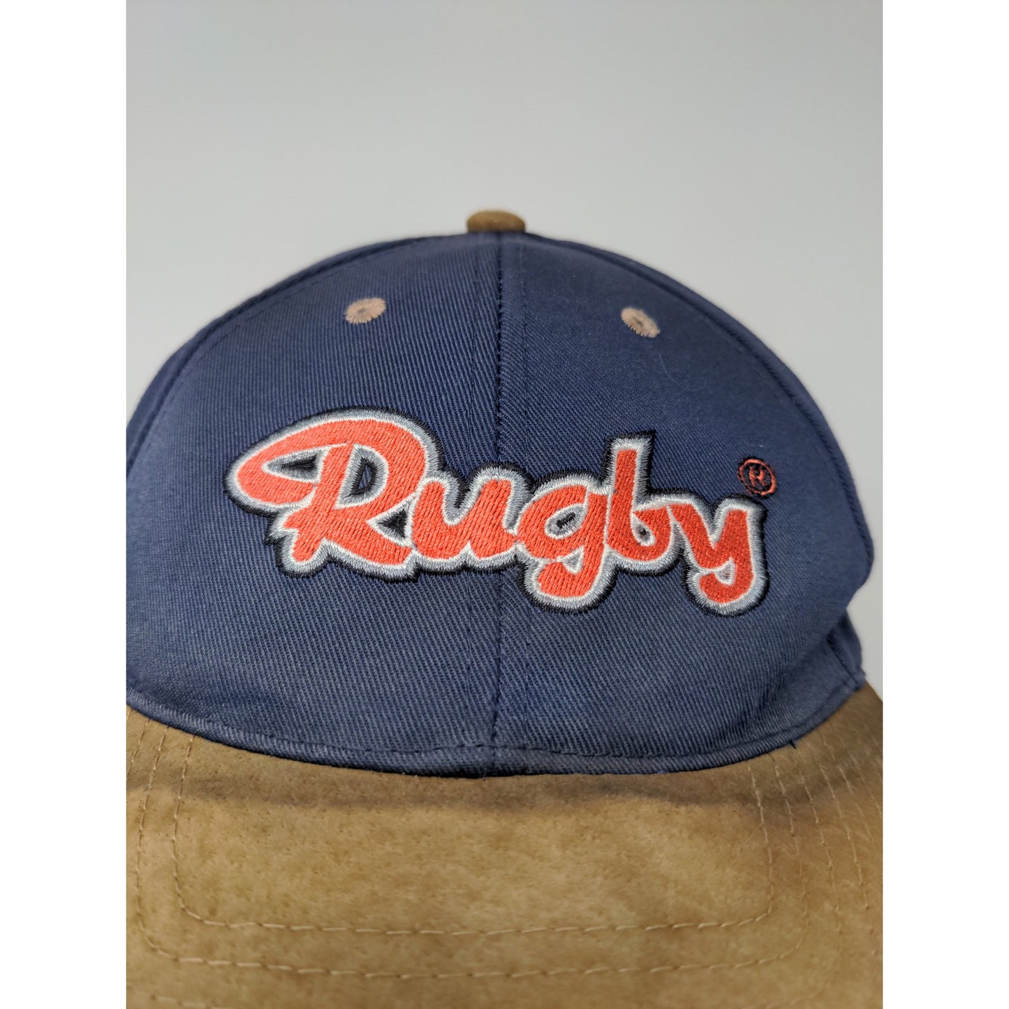 Rugby Manufacturing Company Slideback Hat Blue 7 Brown Embroidered Logo