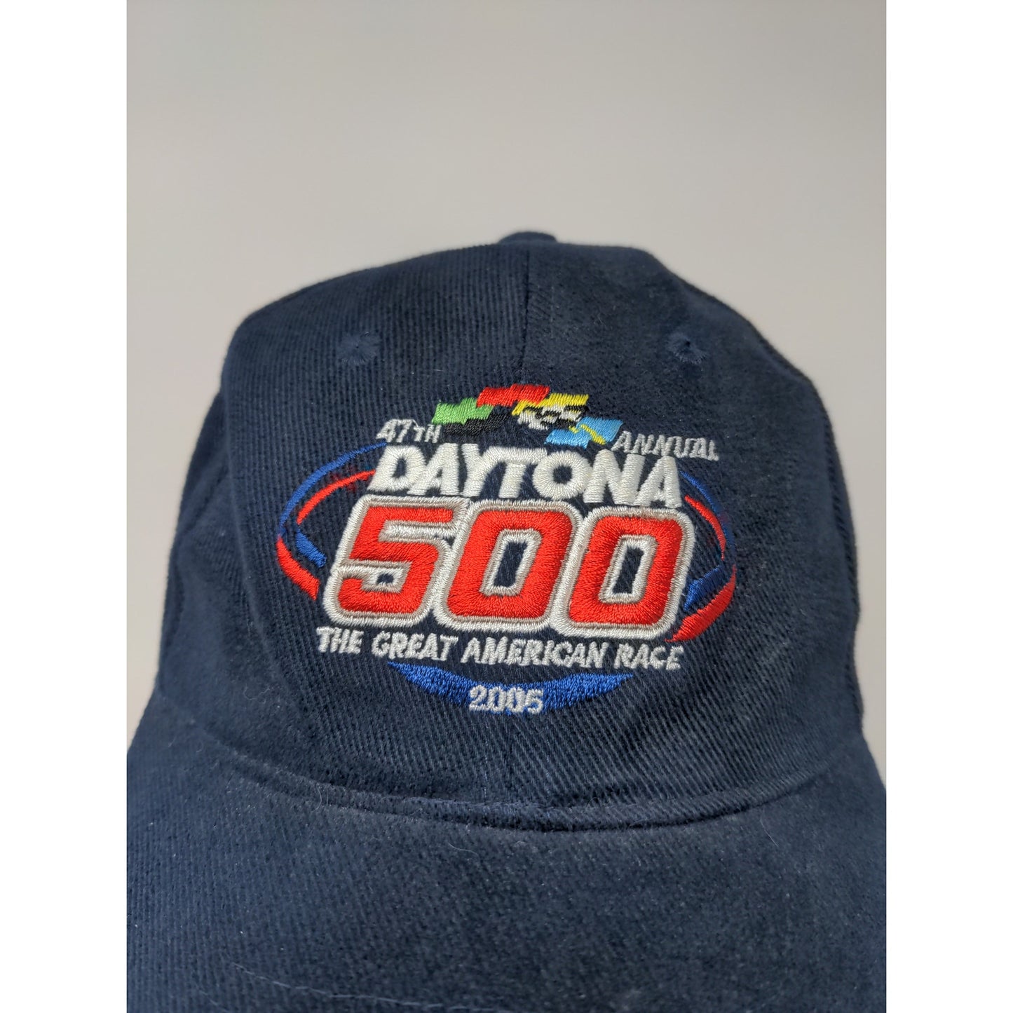 Vintage 2005 47th Daytona 500 Slideback Hat Adjustable Blue Embroidered Logo