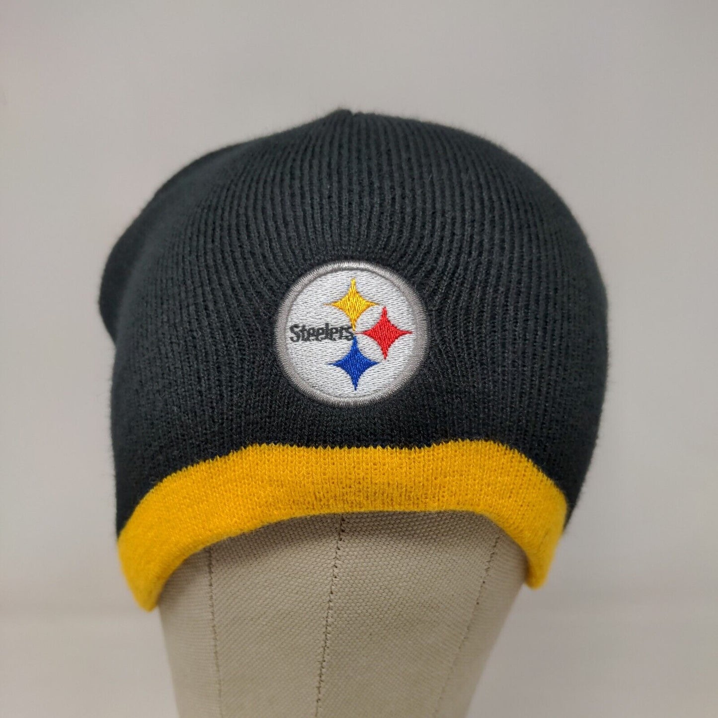 NFL Boys Pittsburgh Steelers Beanie Hat Cap Black Gold Size Youth Embroidered