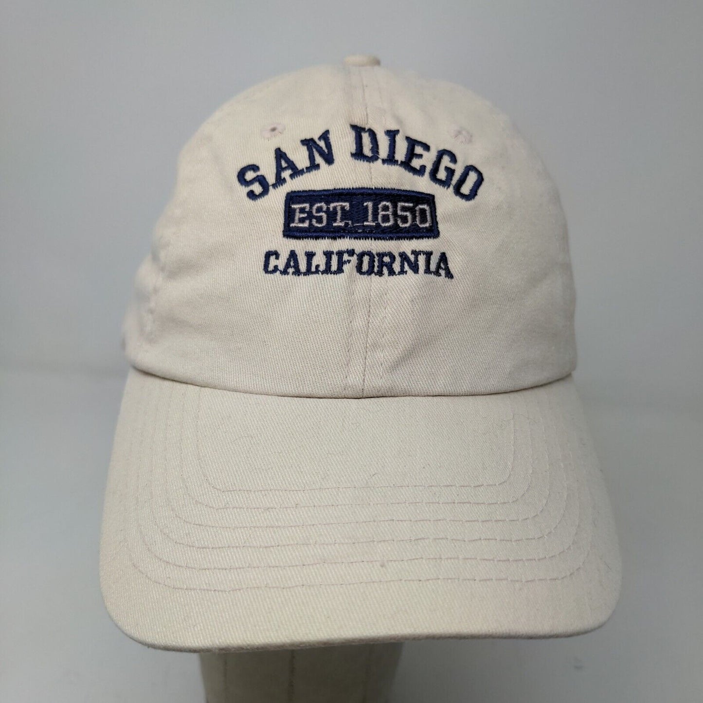 Big X Men's Slideback Hat Tan San Diego California Cap Cotton Embroidered