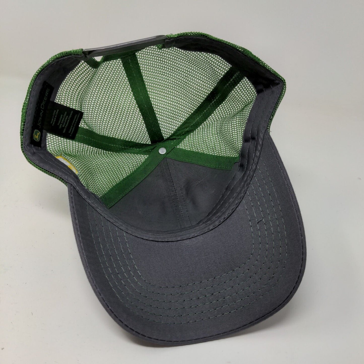 John Deere Men's Snapback Mesh Back Hat Green Gray OSFM Embroidered Logo