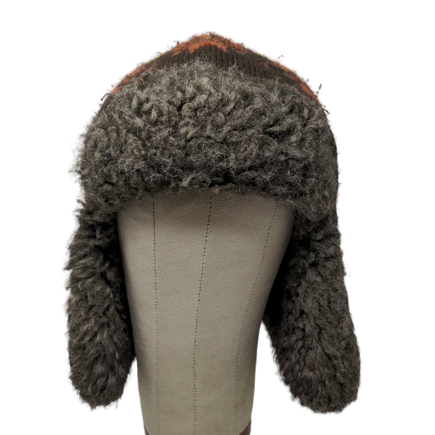Unbranded Men's Knit Trapper Hat Fair Isle Brown One Size Ear Flaps Vegan Fur