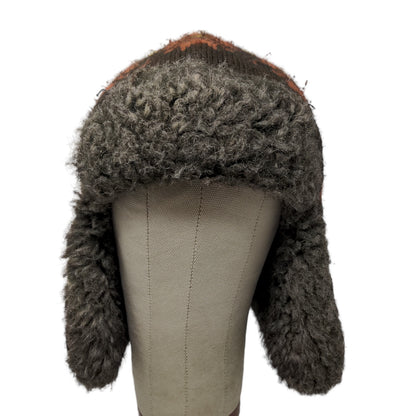 Unbranded Men's Knit Trapper Hat Fair Isle Brown One Size Ear Flaps Vegan Fur