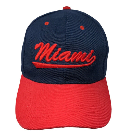 Unbranded Men's Strapback Hat Blue Red Embroidered Miami FL Logo