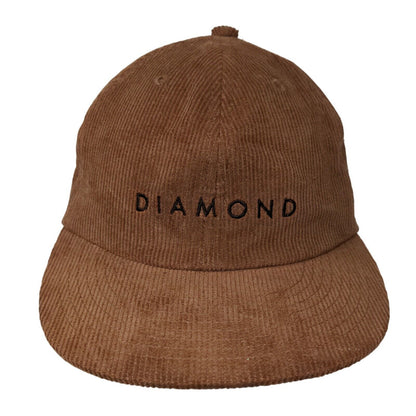 Diamond Supply Co Men's Corduroy Slideback Hat Brown Adjustable Embroidered Logo