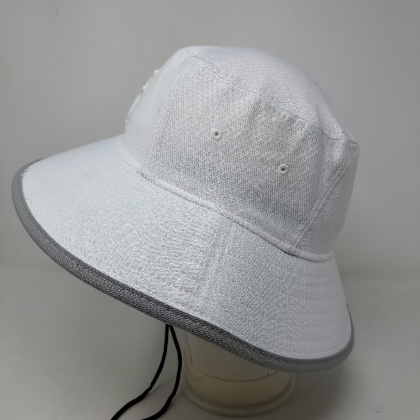 New Era Men's Sun Hat Wide Brim White Size L/XL 3D Flower Logo 100% Polyester