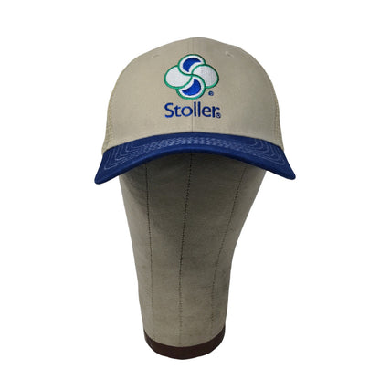 Stoller USA Strapback Mesh Back Hat Embroidered Logo Blue Tan