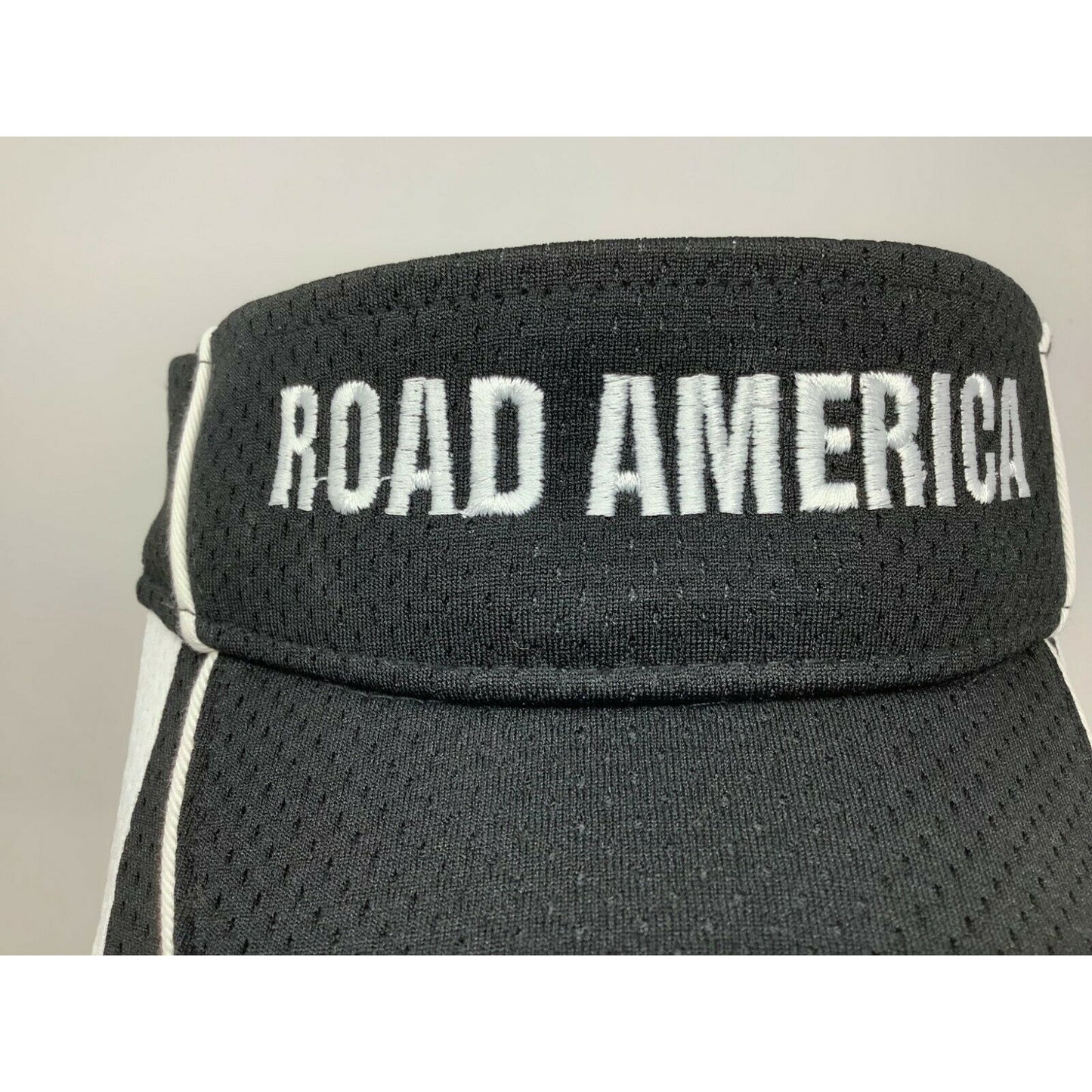 Road America Augusta Sportswear Visor Black & White Size Adult Hook & Loop