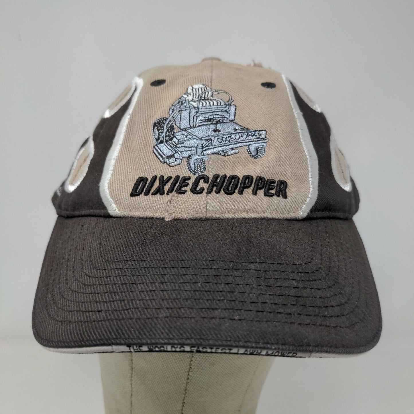 Dixie Chopper Men's Strapback Hat Tan Black OSFM Embroidered Flames Logo