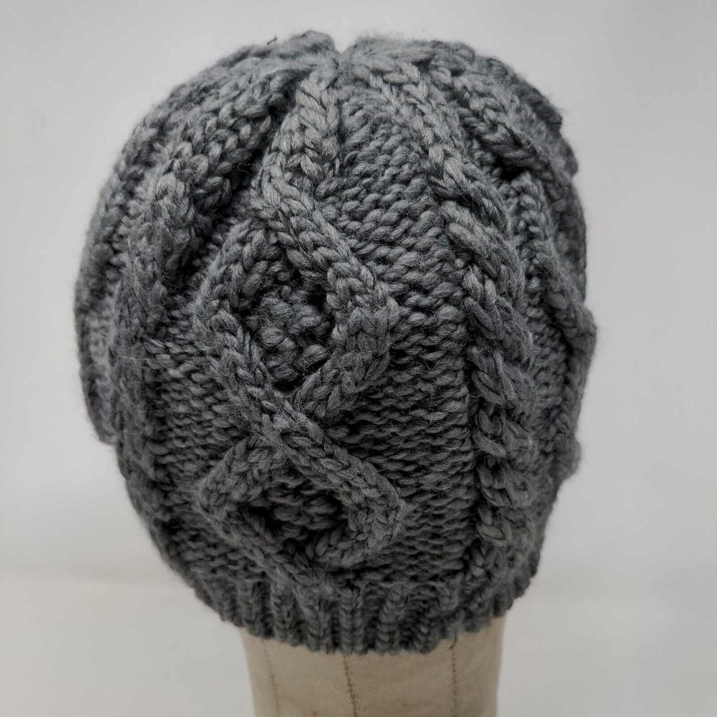 Chaos Women's Knit Beanie Hat Cap Cable Knit Gray One Size Acrylic