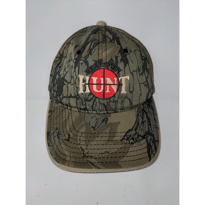 Bark Camo Real Men Hunt Hat Slideback Green Brown OSFM Embroidered Target Logo