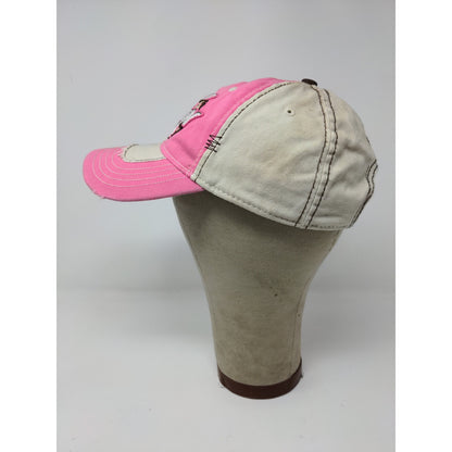 Womens Jason Aldean Strapback Hat Pink & Tan Distressed Embroidered Country OSFA