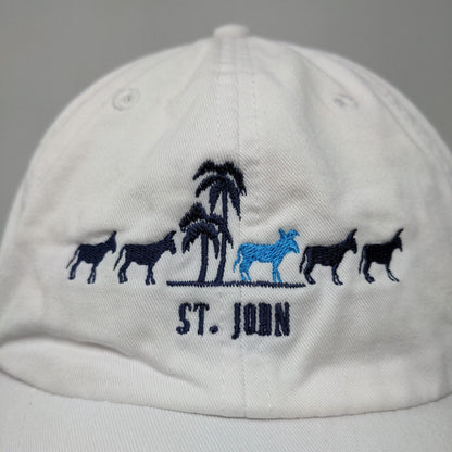 WPS Sports St. John Island Slideback Hat White Adjustable Embroidered Donkey