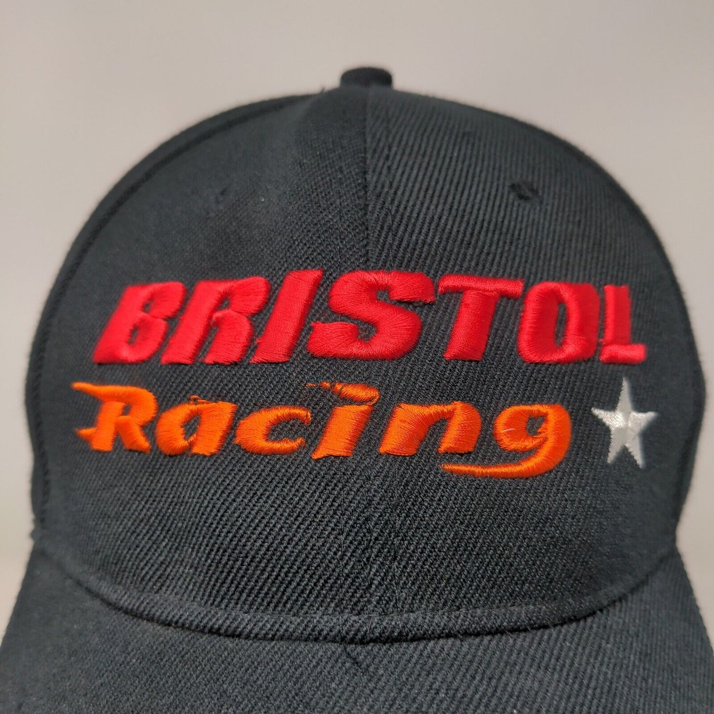 Bristol Racing Men's Strapback Hat Black Embroidered Logo Wool Acrylic Blend