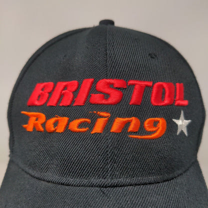 Bristol Racing Men's Strapback Hat Black Embroidered Logo Wool Acrylic Blend