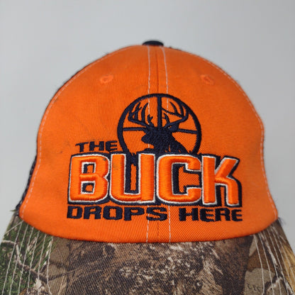 Team Realtree Orange &  Camo Meshback Snapback Hat The Buck Drops Here Hunting