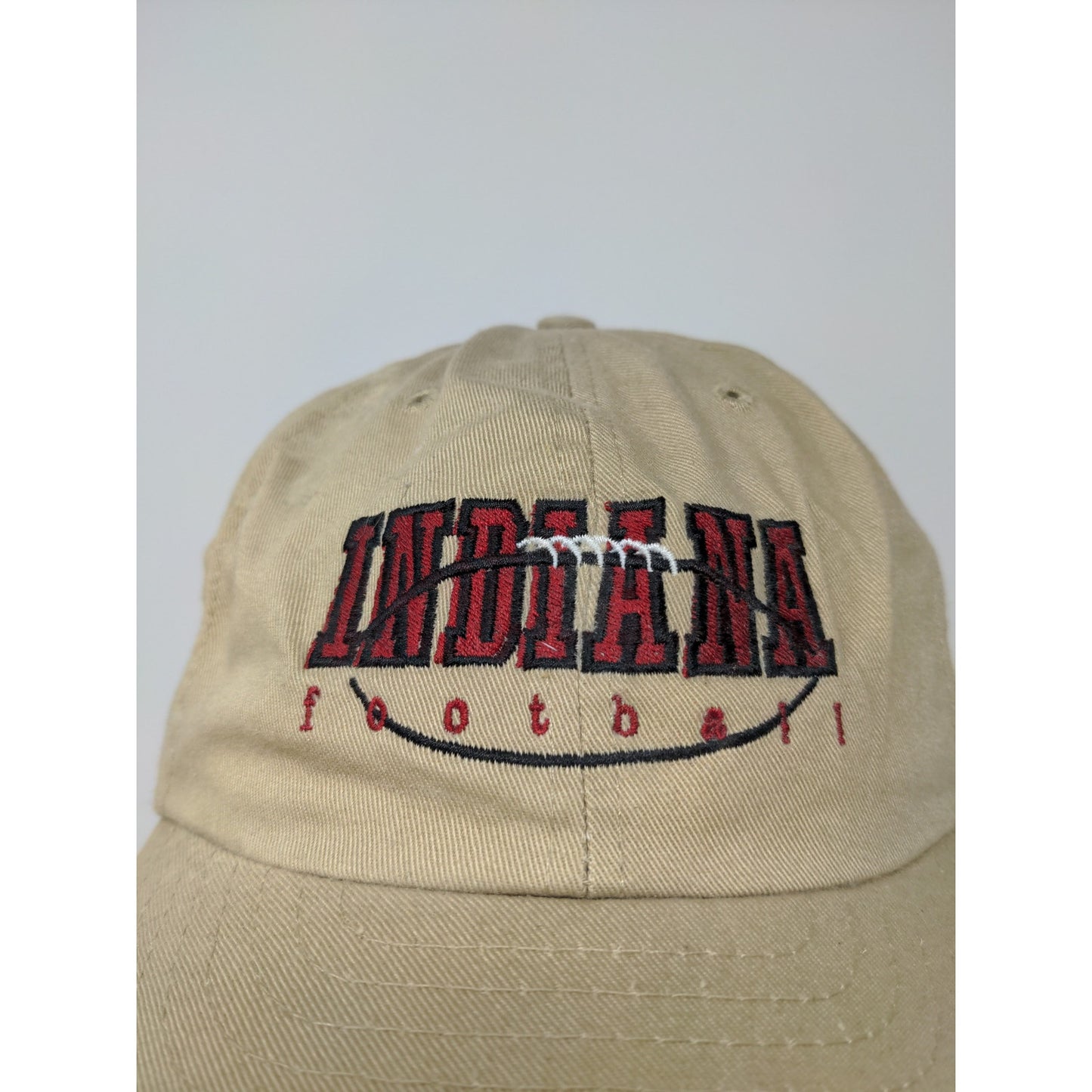 Indiana Football Slideback Hat DeLong Size M-L Brown Tan Embroidered