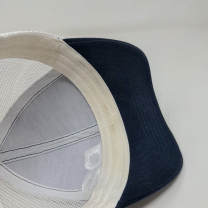 D2 Land & Water Snapback Mesh Back Hat Blue White Adjustable Embroidered Logo