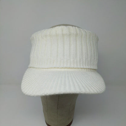 Atlantis USA Cap Visor White Soft Warm Ribbed Knit OSFA Acrylic