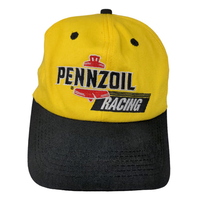 Pennzoil Racing Men's Slideback Hat Yellow Black Signed Autographed Vintage USA
