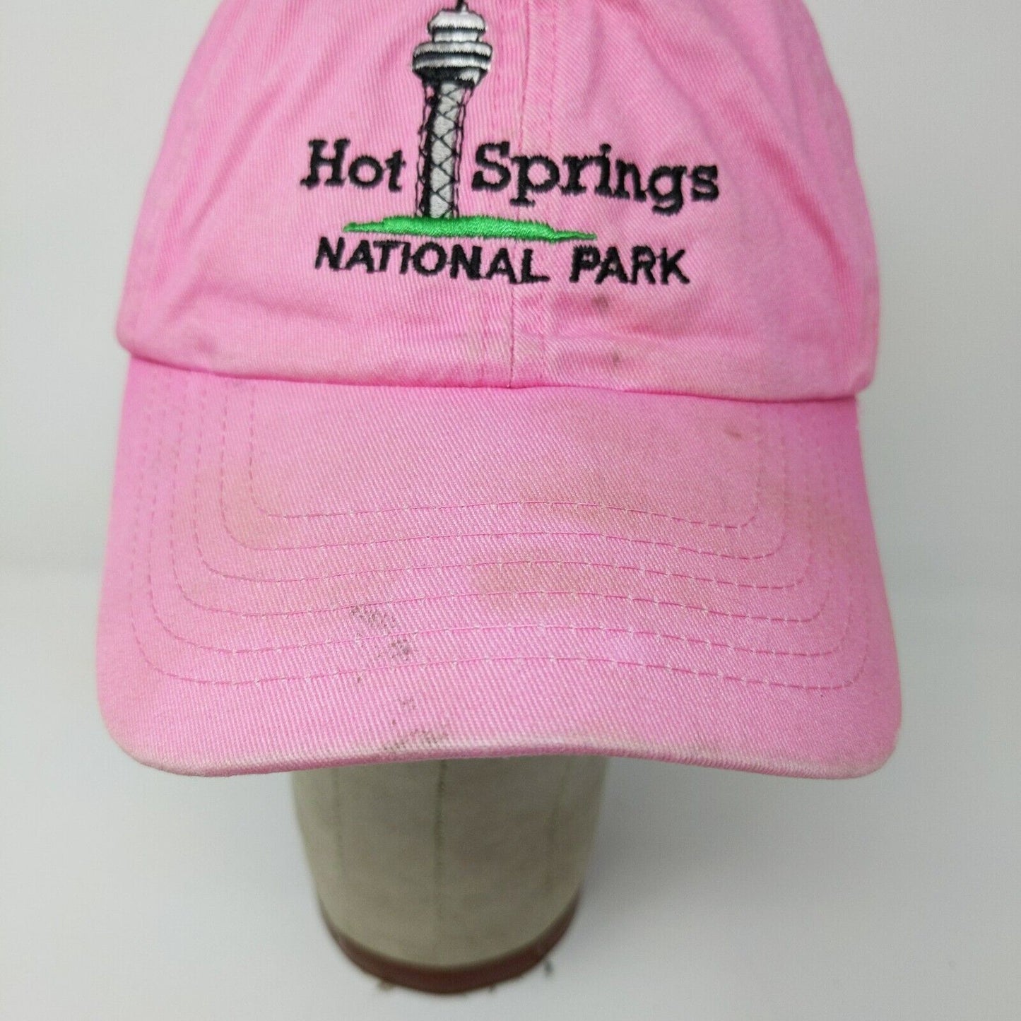 Hot Springs National Park Pink Strapback Baseball Hat Cap Adjustable Hook Loop