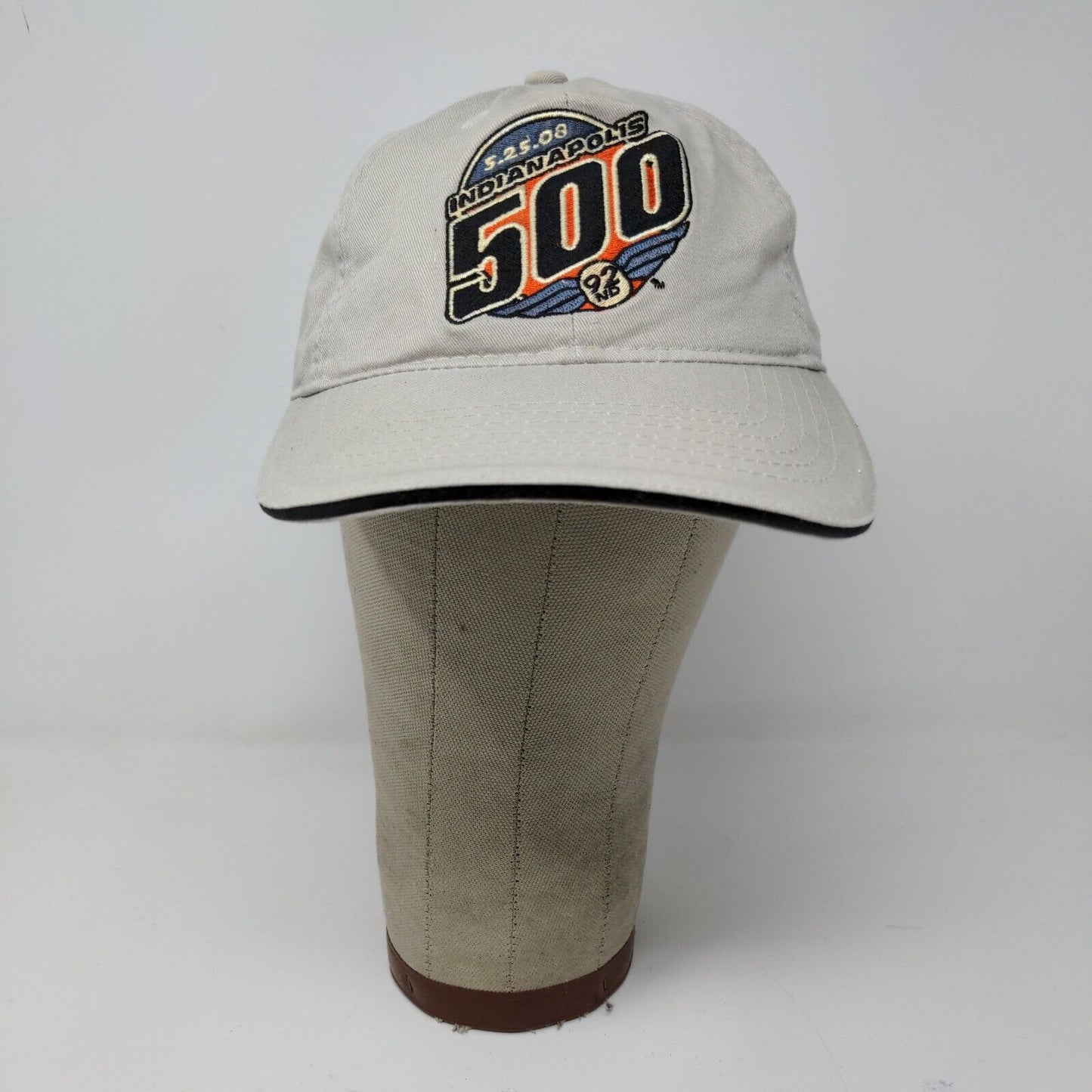 Reebok Mens 2008 Indianapolis Indy 500 Race Slideback Hat Begie Gray OSFA Logo