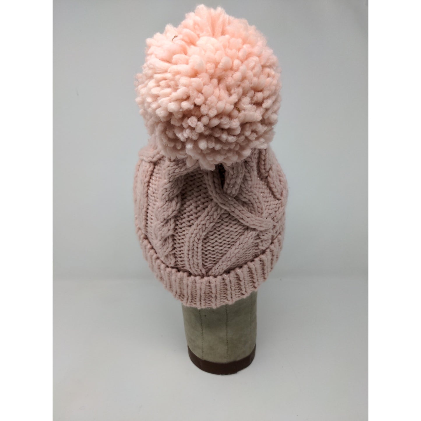 Berkshire Fashion Inc Cable Knit Beanie Hat Pink OSFM Big Pom-Pom