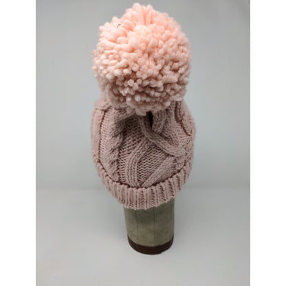 Berkshire Fashion Inc Cable Knit Beanie Hat Pink OSFM Big Pom-Pom