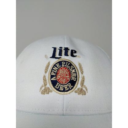 2014 Miller Lite Snapback Meshback Hat A Fine Pilsner Beer White Embroidered