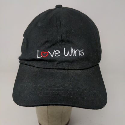 Love Wins Mens Strapback Hat Black Adjustable Embroidered Logo