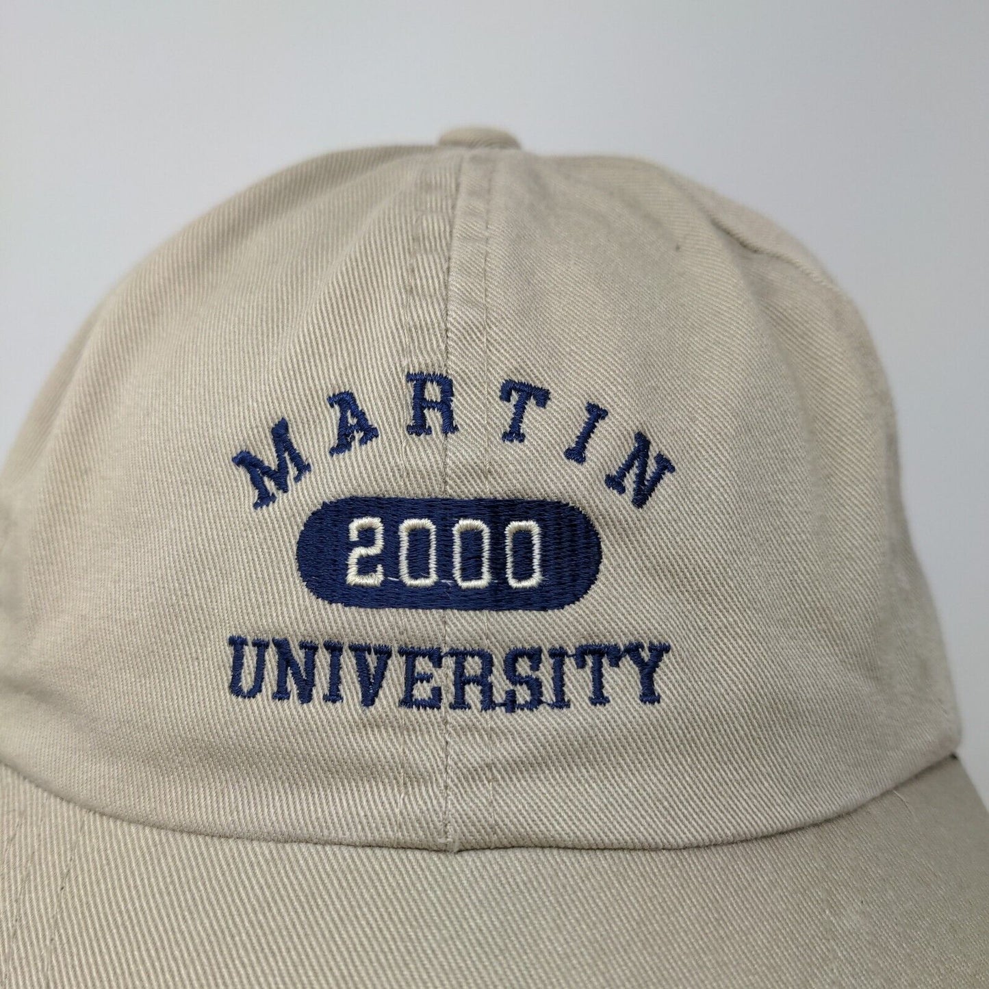 Jones & Mitchell Men's Slideback Martin University Hat Tan Vintage 2000 Y2K