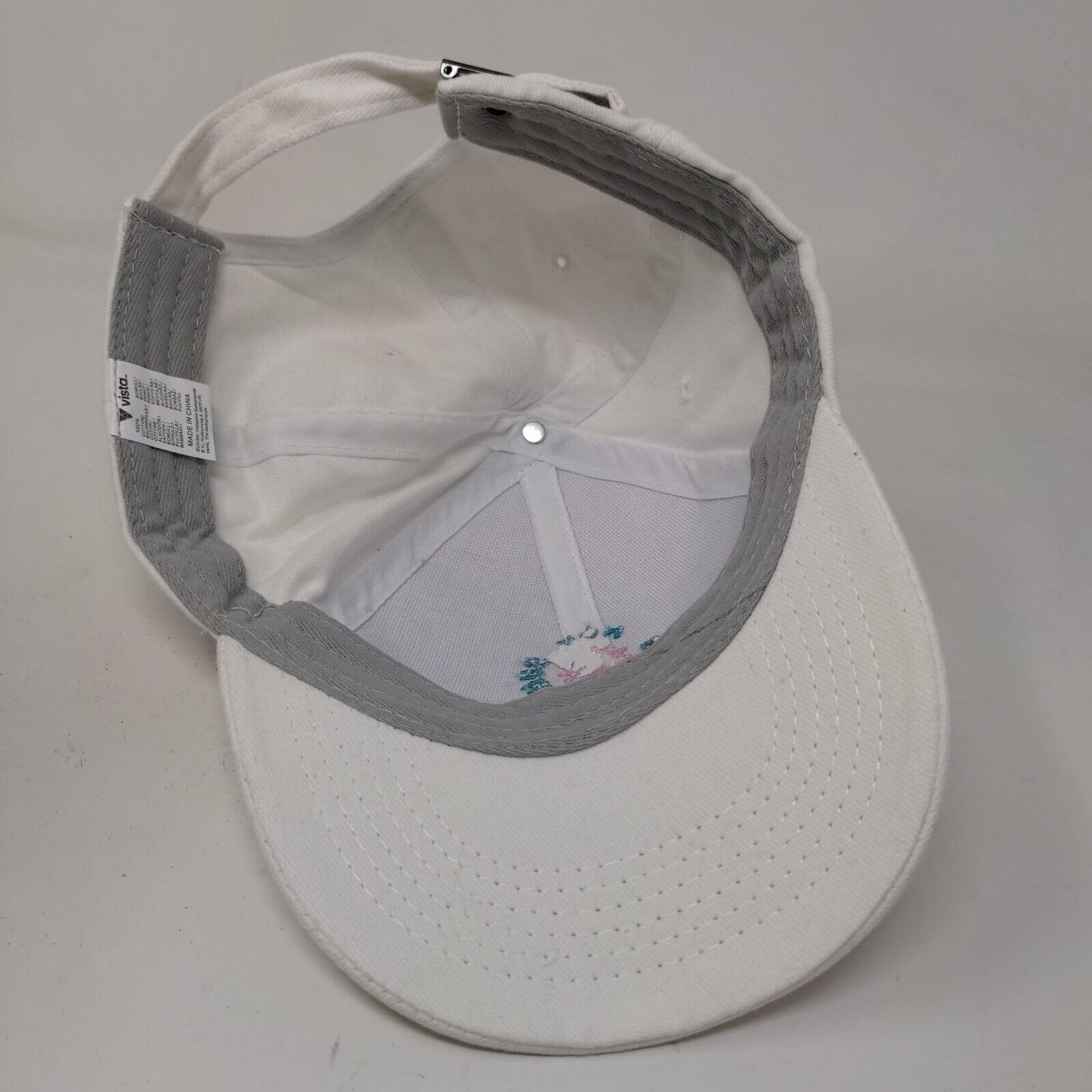 Vista Men's Slideback Hat White Adjustable Embroidered Hox Summer Club Logo