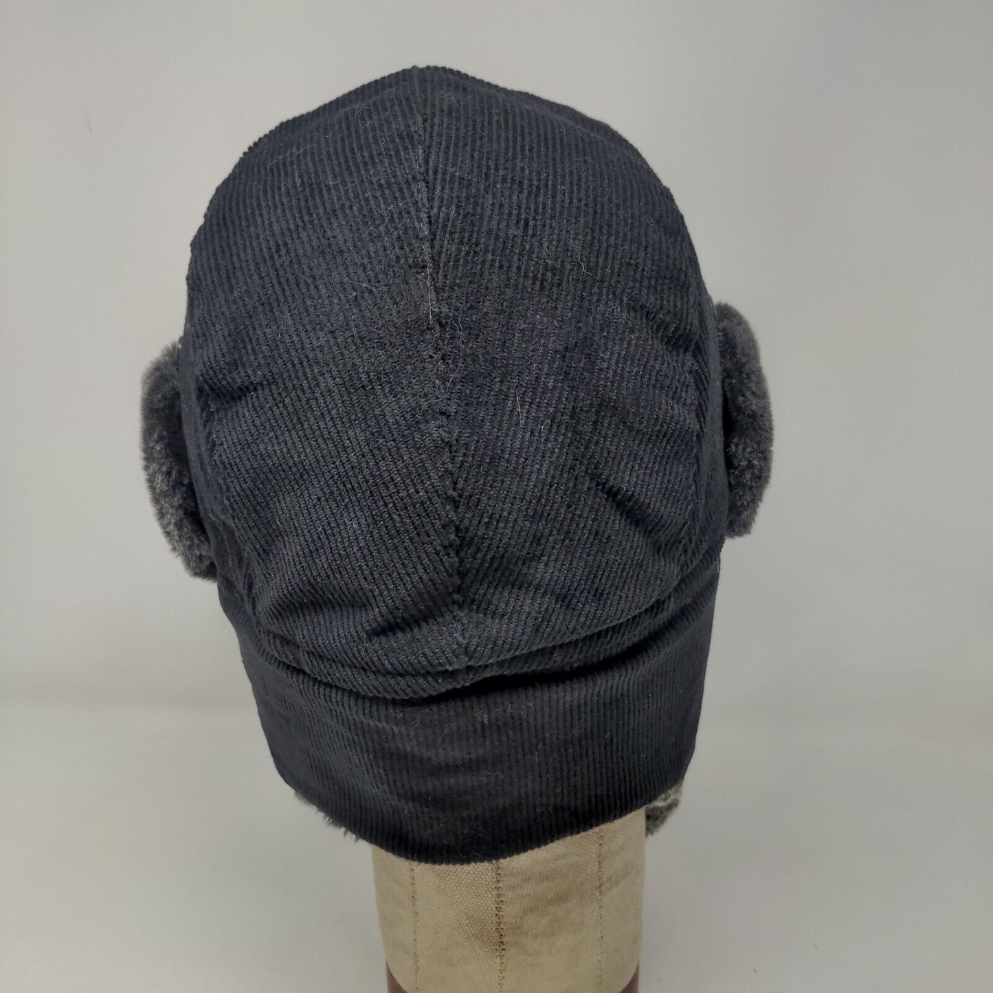 KBEthos Men's Trapper Hat Black One Size Ear Flaps Vegan Fur Trim