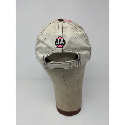 Womens Jason Aldean Strapback Hat Pink & Tan Distressed Embroidered Country OSFA