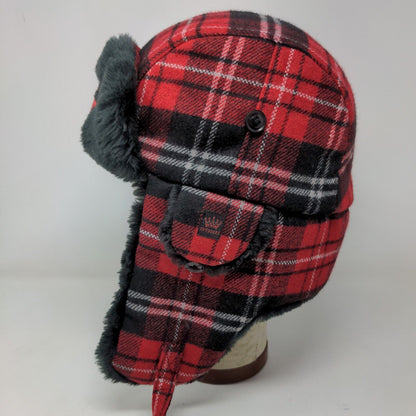 American Outdoors Men's Trapper Hat Red Plaid One Size Ear Flaps