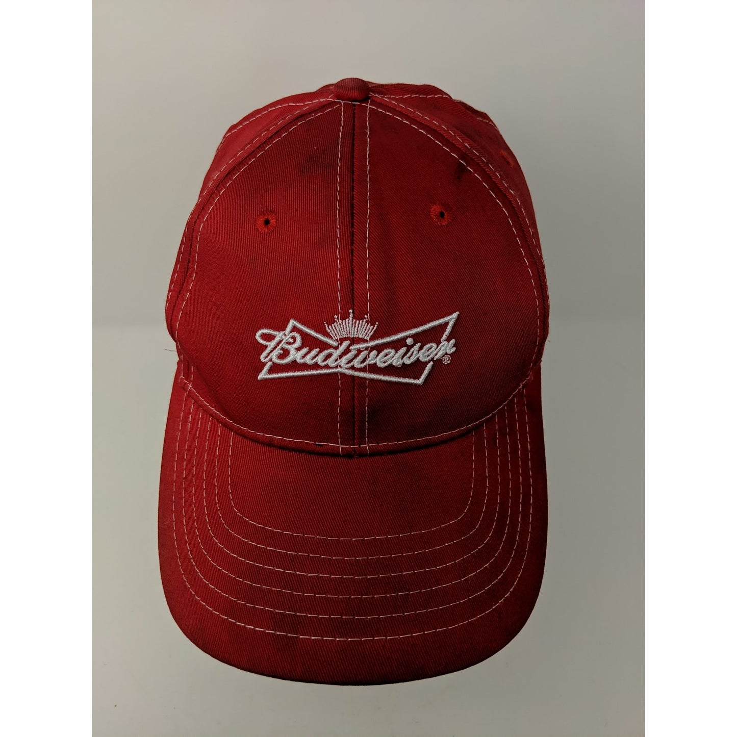 Budweiser Beer Strapback Hat Size OSFA Red Embroidered Logo SEE DESC