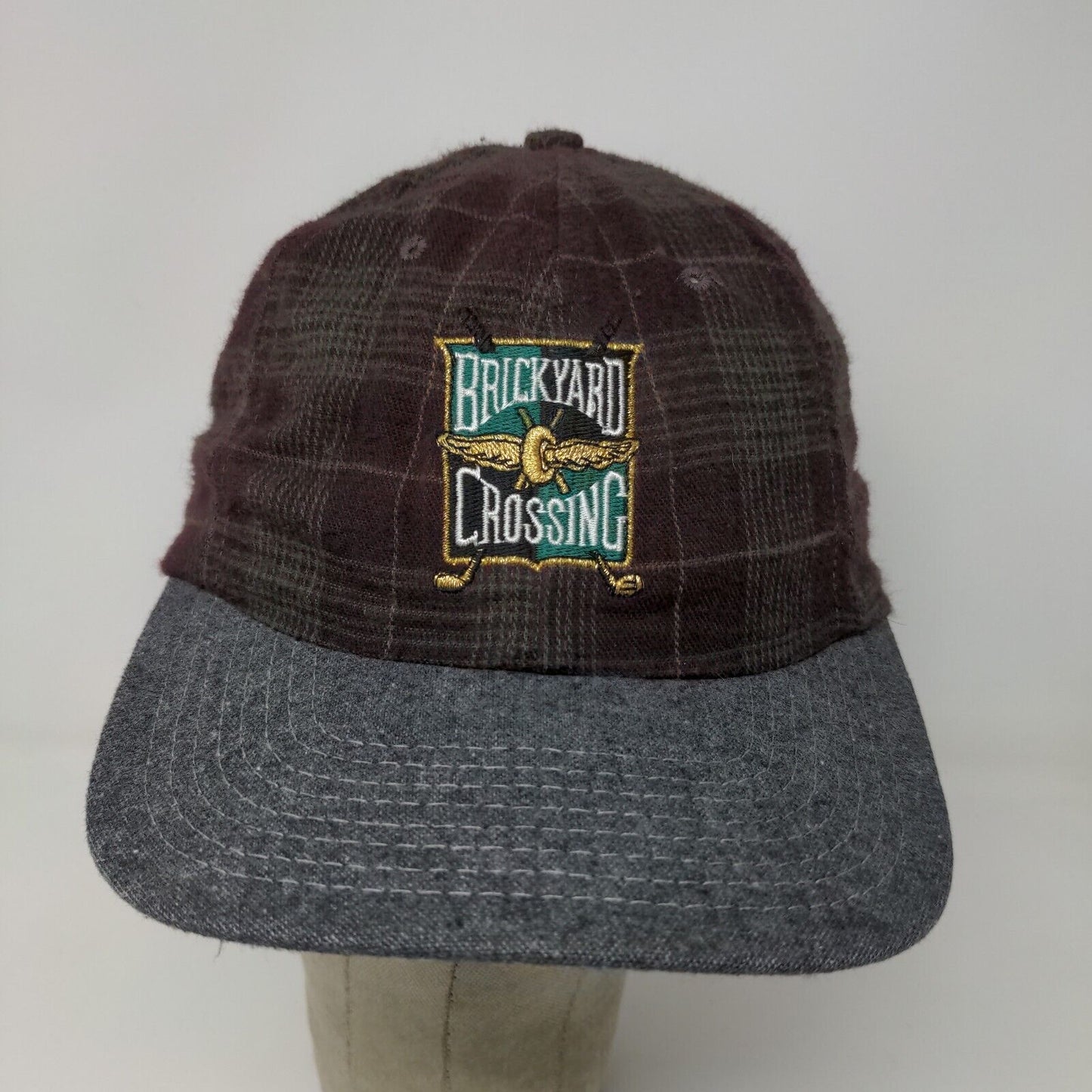 Ashword Brickyard Crossing Hat Gray Purple Plaid Golf Vintage Made in USA