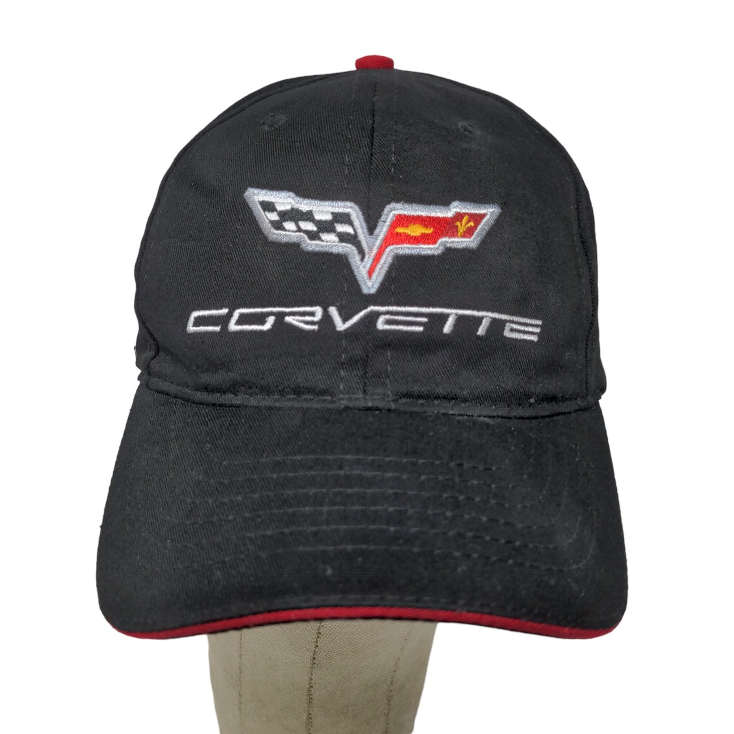 Corvette Men's Slideback Hat Black Embroidered Logo 100% Cotton