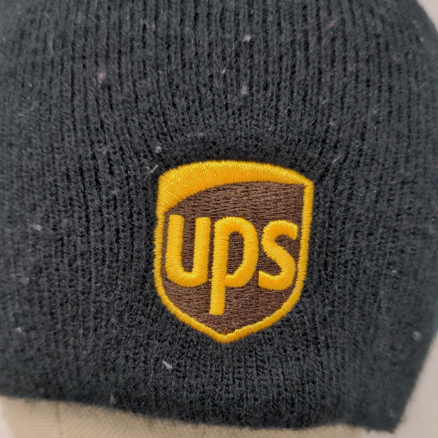 UPS Employee Uniform Beanie Hat Black Embroidered Logo Delivery OSFA