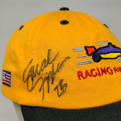 Racing for Kids Men's Strapback Hat Yellow Autographed Embroidered Logo