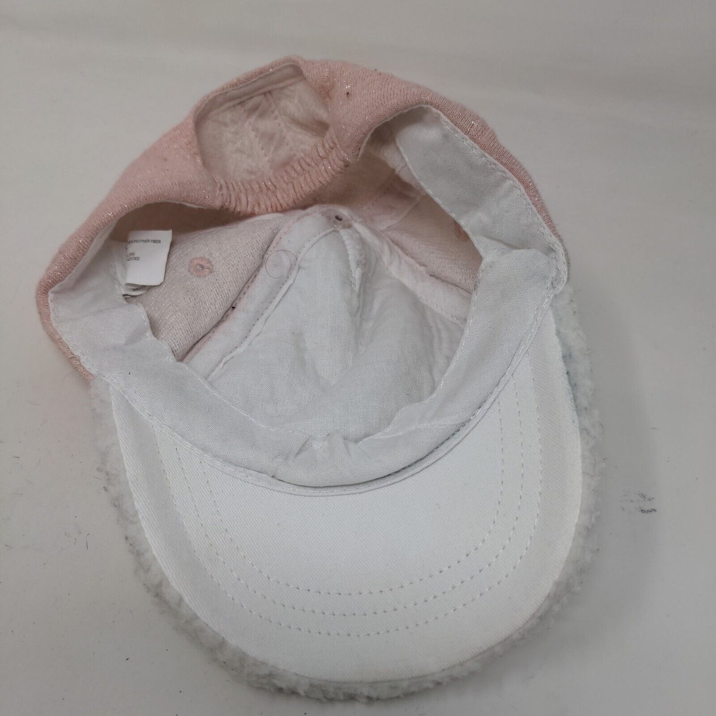 Unbranded Girls Toddler Stretchy Hat Pink White Sherpa Fleece Ears Cute