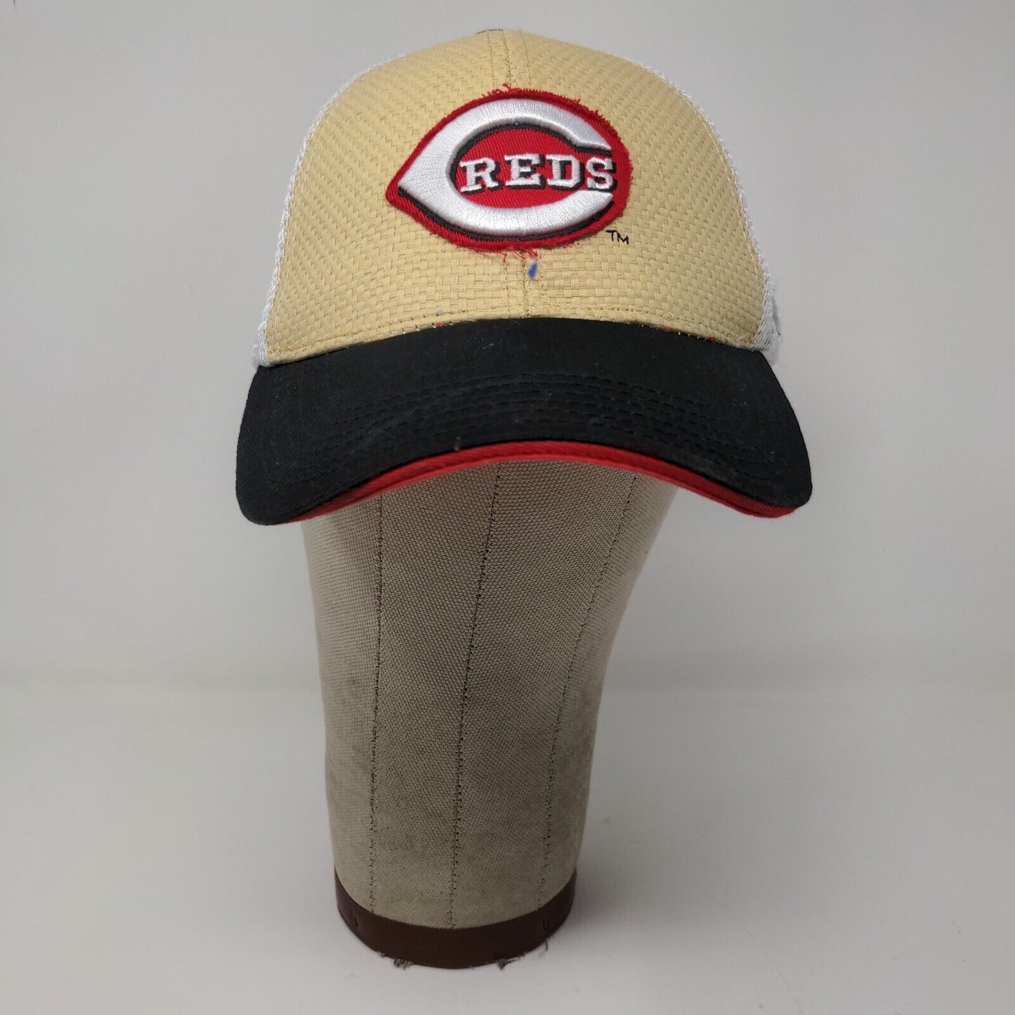 Cincinnati Reds MLB Snapback Mesh Back Hat Gold White Adjustable Montgomery Inn