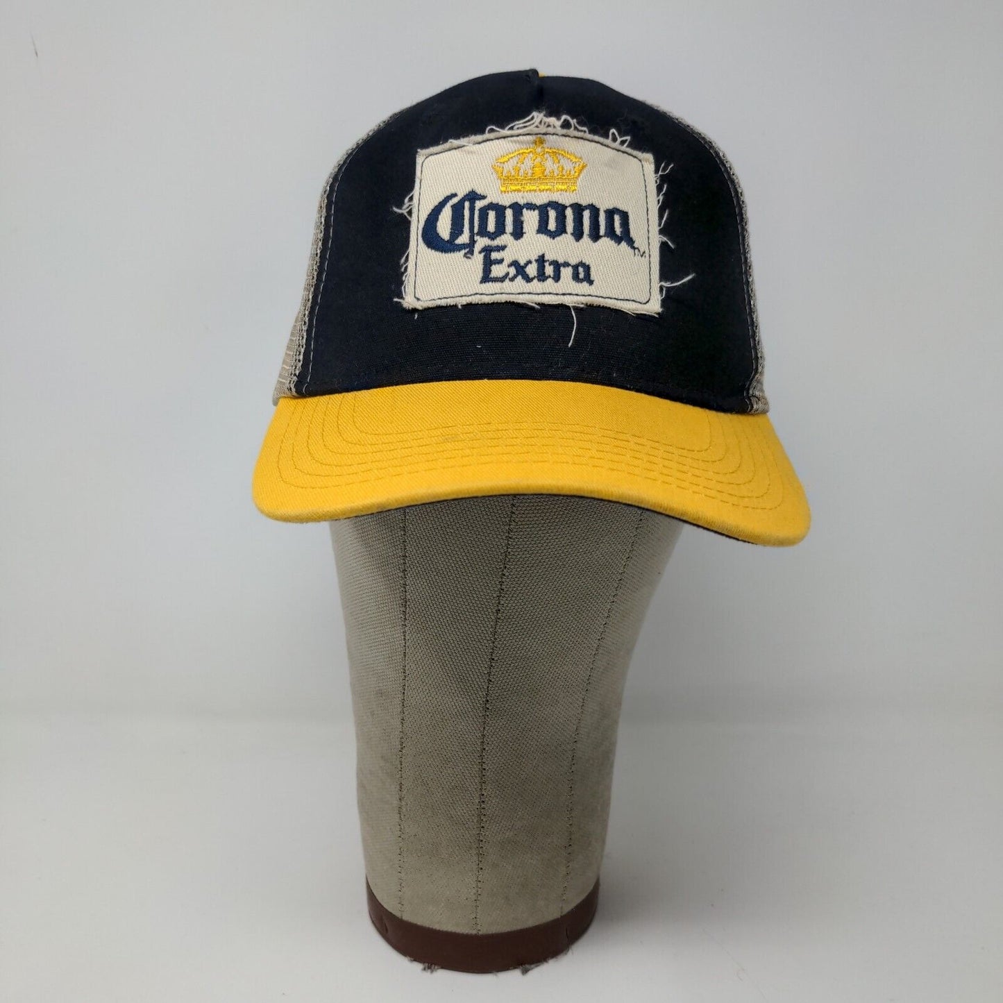 Corona Extra Snapback Mesh Back Hat Black Yellow Adjustable Embroidered Logo