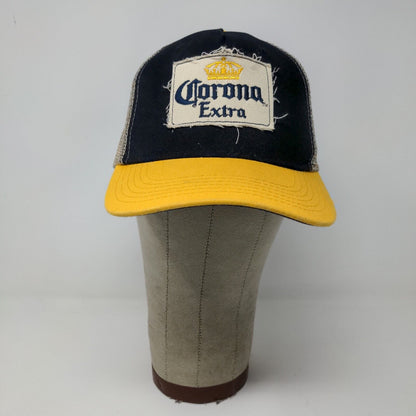 Corona Extra Snapback Mesh Back Hat Black Yellow Adjustable Embroidered Logo