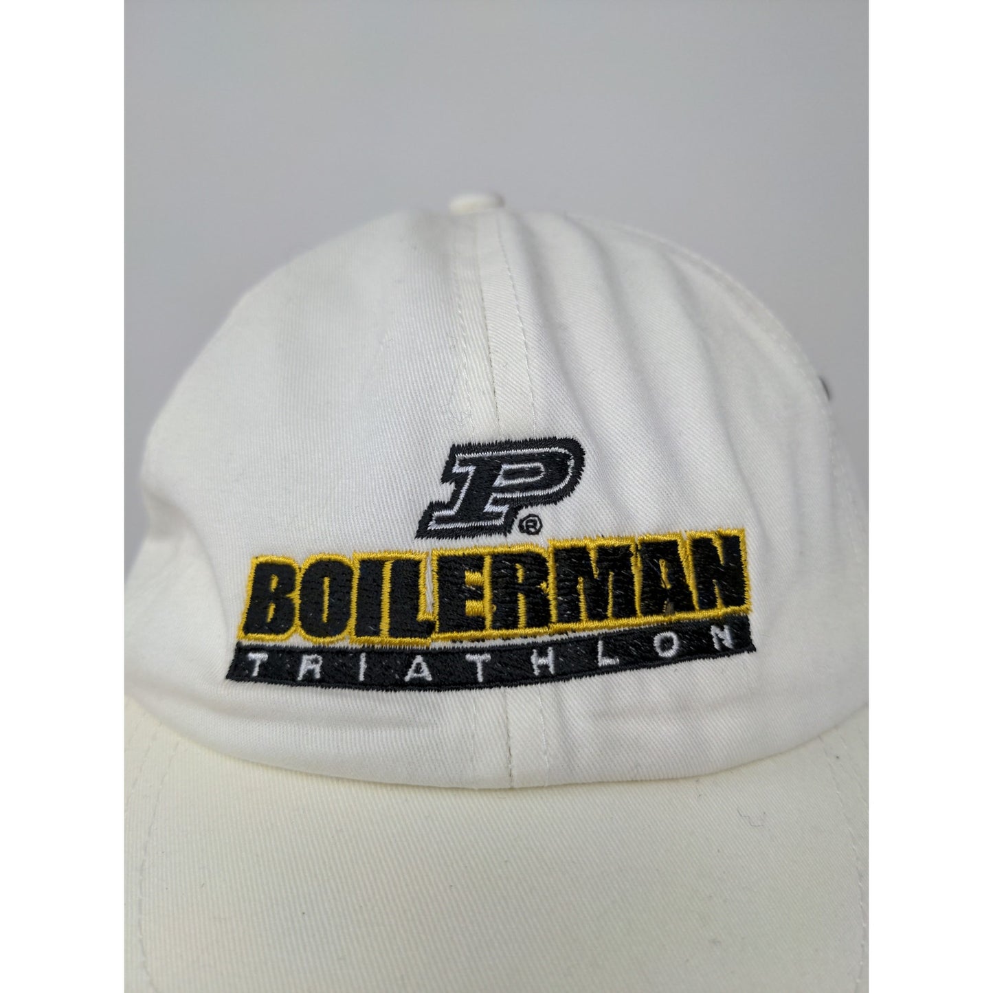 Purdue Boilerman Triathlon Slideback Hat White Cream Embroidered Logo