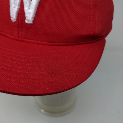 Pacific Headwear Men's Fitted Hat Red Size XS Embroidered W Bulldog Logos