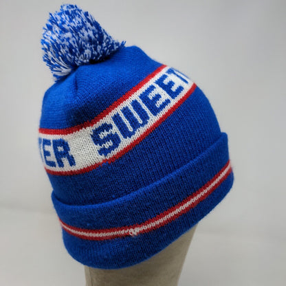 Cap America Men's Knit Beanie Hat Cap Blue Sweetwater Made in USA Pom Pom