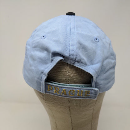 Praha Drinking Tea Men's Strapback Hat Prague Souvenir Embroidered Logo Blue 58
