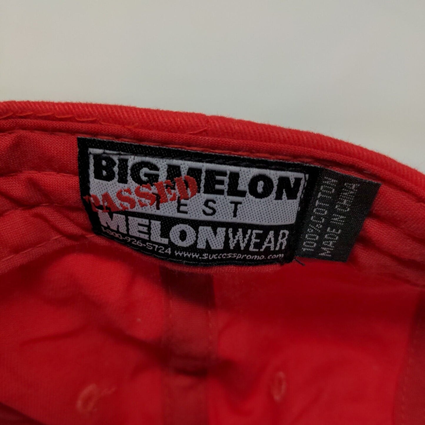 Big Melon Men's Strapback Hat Red Embroidered Logo 100% Cotton